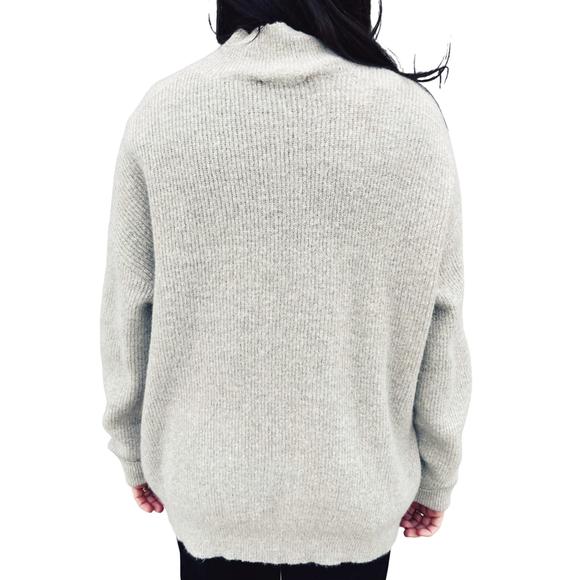 NEW LUCY PARIS hannah mock neck sweater in grey - Picture 2 of 2